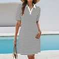 thumbnail image 4 of Hrsba Womens Summer Short Sleeve Dress,Plus Size Casual Dress for Womens,Women's Summer Lapel Collared V Neck Striped Dress Casual Short Sleeve Dresses, 4 of 4
