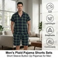 thumbnail image 6 of LANBAOSI Mens Pajamas Set Short Sleeve Button Down Shirts and Plaid PJ Shorts 2pc Soft Lounge Sleepwear Set(Green Plaid,L), 6 of 11