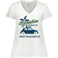 thumbnail image 3 of Inktastic Paradise Beach in West Palm Beach with Palm Trees and Car Women's Plus Size V-Neck T-Shirt, 3 of 5