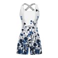 thumbnail image 3 of Mrat Womens Running Onesie Workout Rompers Printed Tank Dress Bodice Dress Elastic Stretch One-Piece Outfits Exercise Jumpsuits Solid Sleeveless Stretchy Athletic Gym Yoga Short Jumpsuit Blue XL, 3 of 4