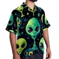 thumbnail image 2 of Alien Men's Casual Hawaiian Button Down Short Sleeve Summer Beach Printed Shirt, 2 of 6