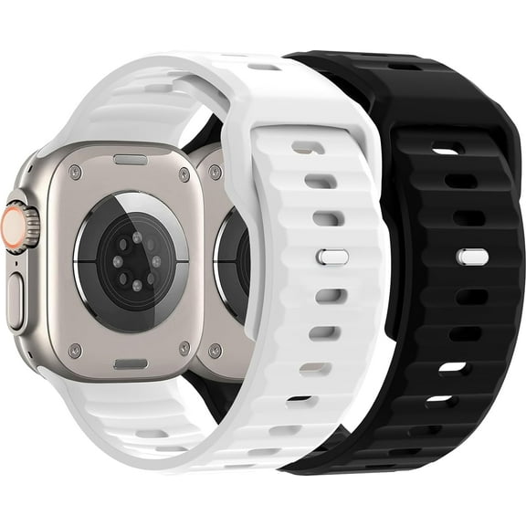 XIHAMA 2 Pack Sport Band Compatible with Apple Watch Ultra Band 49mm 45mm 44mm 42mm Men Women, Adjustable Waterproof Silicone Strap for iWatch Series Ultra2/Ultra1 SE/9/8/7/6/5/4/3/2/1