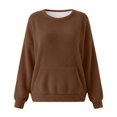 thumbnail image 4 of Sweaters For Women Hoodless Sweatshirt Double Fuzzy Fleece Soft Winter Crew Neck Pullover Hoodie Long Sleeve With Pockets Cozy Casual Tops For Fall And Winter XXL Womens Sweaters, 4 of 4