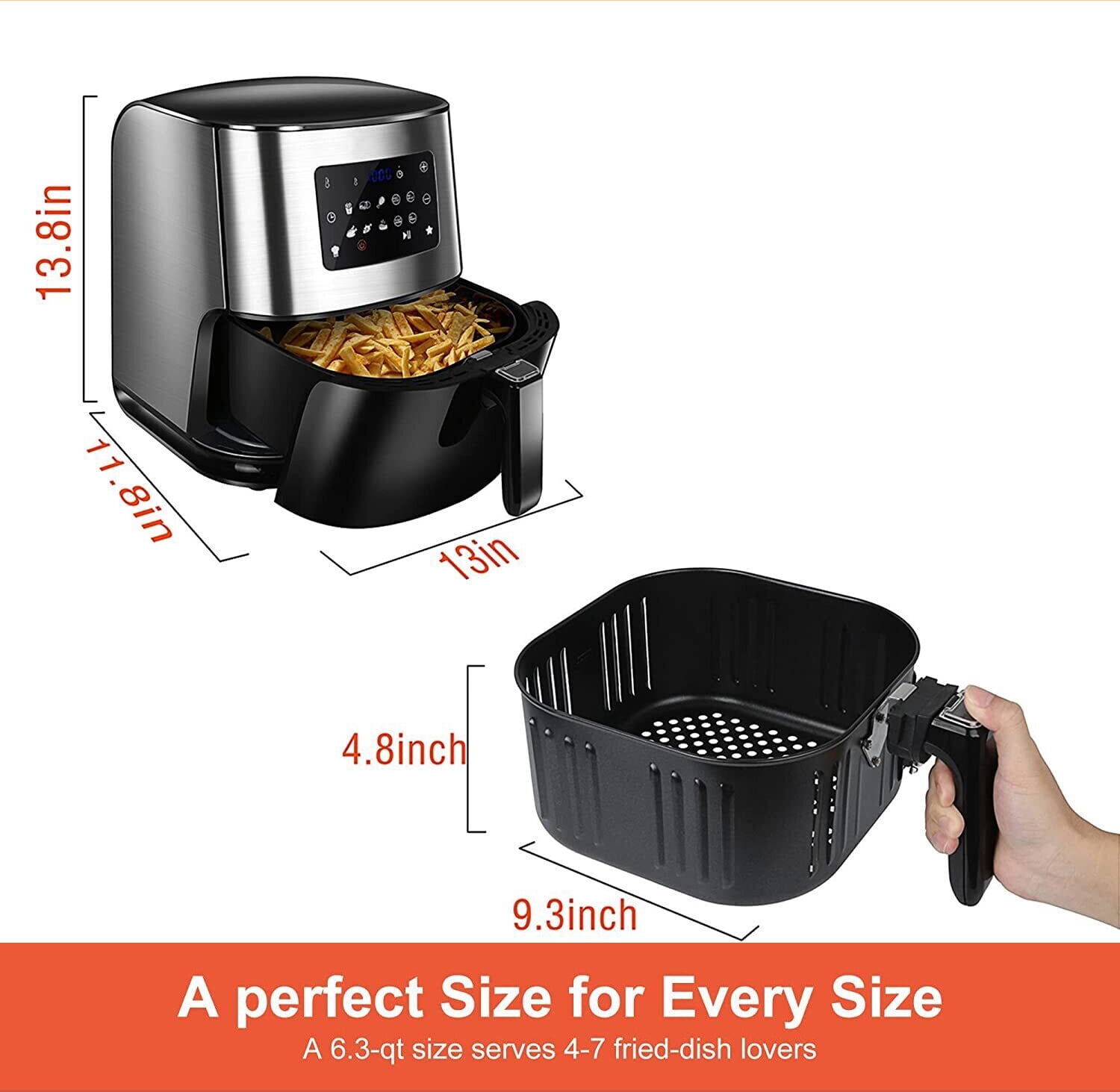 6.3 Quart 10-in-1 Air Fryer Smart Electric Hot Air fryer Oven Oilless Cooker NEW