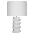 thumbnail image 6 of Maklaine Contemporary Rice Stone and Linen Geometric Table Lamp in White, 6 of 7