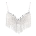 thumbnail image 1 of Sujetador de danza del vientre Sunnimix para mujer Sparkle Lentejuelas Borla Blanco, 1 of 8