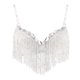 thumbnail image 1 of Sujetador de danza del vientre Sunnimix para mujer Sparkle Lentejuelas Borla Blanco, 1 of 8