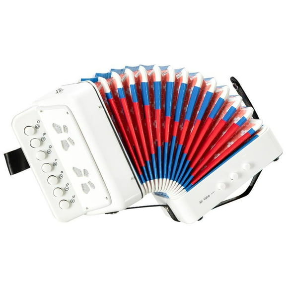 UBesGoo Kid 7 Treble Buttons 2 Bass Buttons Piano Accordion w/ Strap Musical Toy White