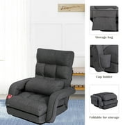 Prime Garden Floor Chair 6-Position Folding Gaming Chair for Meditation Indoor, Dark Gray