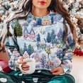 thumbnail image 2 of IROINNID Sweatshirt for Women Loose Fit Crewneck Pullover Funny Christmas Printed Long Sleeve Winter Trendy Sweatshirt,Blue, 2 of 6