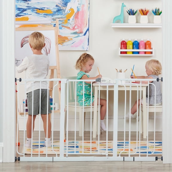 Regalo 56 Inch Extra Wide Walk-Through Baby Safety Gate, White