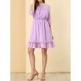 thumbnail image 6 of Allegra K Women's Layered Ruffle Hem 3/4 Sleeves Smocked Chiffon A-Line Dress, 6 of 7