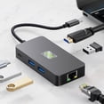 thumbnail image 1 of 6 en 1 USB C Hub Gigabit Ethernet adaptador multipuerto USB C Dock para ordenador portátil y PC, 1 of 8