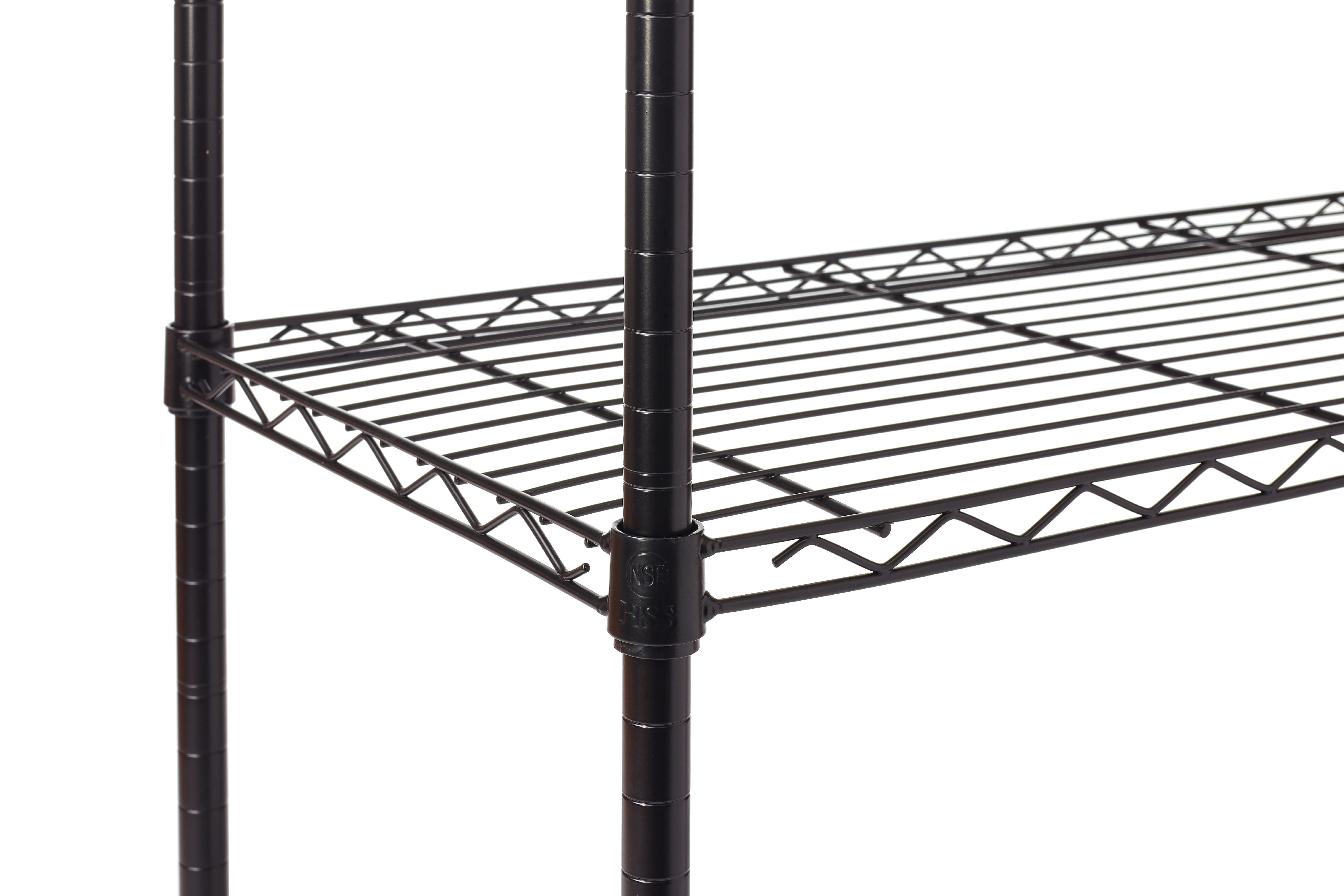 HSS 5-Tier Wire Shelving Unit, 36 in W x 16 in D x 72 in H, Black