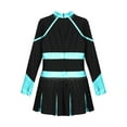thumbnail image 4 of Kaerm Tenue d'Uniforme de Cheerleading pour Filles Enfants, Robe Plissée à Manches Longues avec Strass, Cosplay, Robe Fantaisie, Noir&Bleu Vert 8, 4 of 5