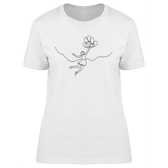 Girl Flying In Air With Balloons T-Shirt Women -Image by Shutterstock, Female XX-Large