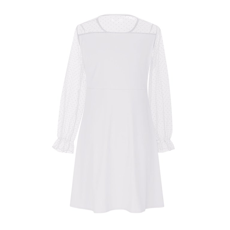 midi white dress lace Lace Detail White Maxi Dress | Trendy Women's Clothing main image 0