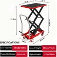 thumbnail image 2 of Hydraulic Lift Table Cart 330 lbs Capacity 50 In Double Scissor Lift Table with Locking Wheels and Non-Slip Platform for Material Handling Red, 2 of 8