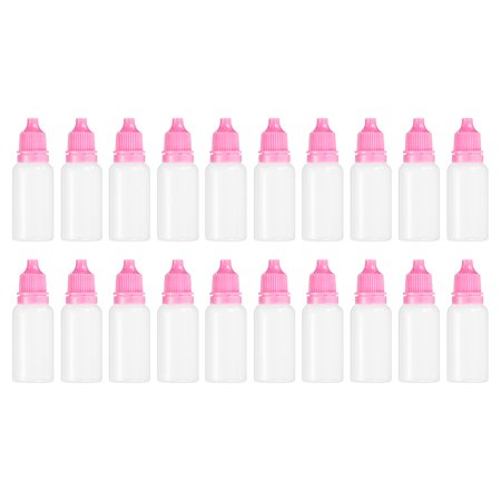 PE 15ml Liquid Dropper Bottle Eye Dropper Container with Cap  Pink 20 Pack