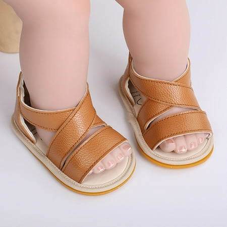 

Dyfzdhu Baby Sandals Boys Girls Open Toe Solid Shoes First Walkers Shoes Summer Toddler Flat Sandals
