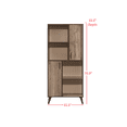 thumbnail image 4 of Home Design Janet 2-Door Storage Cabinet with 4 Open Shelves, Metal Handles, and Flared Tapered Legs, Modern Rectangular Design for Living Room or Bedroom, Natural Oak Finish, 4 of 5