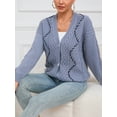 thumbnail image 3 of Charmo Women's Cable Knit Open Front Button Down Cardigan Sweater Long Sleeve Chunky Fall Sweater Outwear, 3 of 6