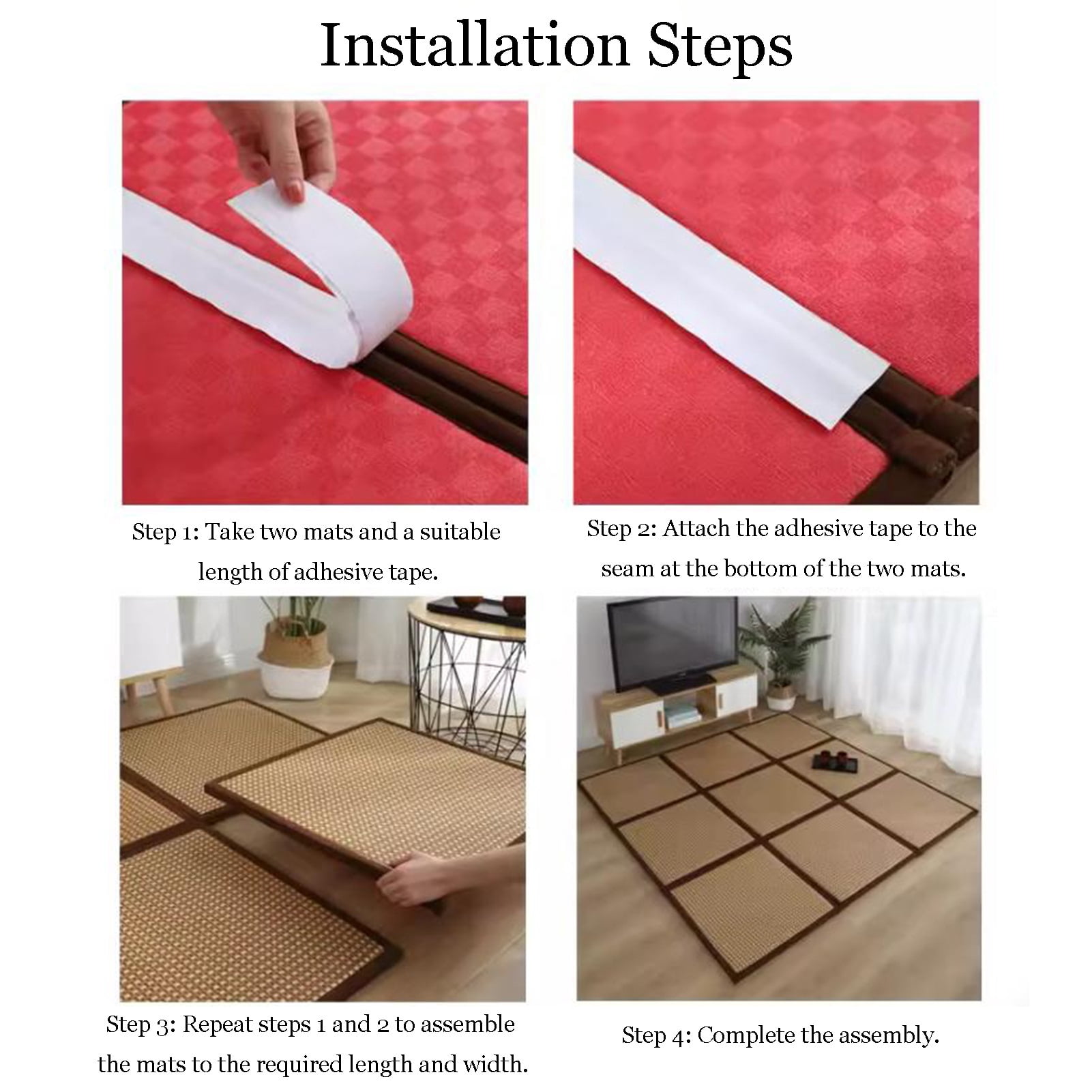 Traditional Japanese tatami mat, non-slip carpet underlay, crawling mat, play mat for living room, playroom, bedroom