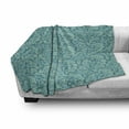 thumbnail image 3 of Ethnic Soft Flannel Fleece Throw Blanket, Leaves Vintage Pastel Paisley Old Fashioned Historical Motifs in Blue Shades, Cozy Plush for Indoor and Outdoor Use, 70" x 90", Turquoise Teal, by Ambesonne, 3 of 6