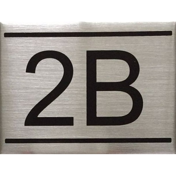 APARTMENT NUMBER SIGN 2B BRUSHED ALUMINUM 2 25X3 Aluminium APARTMENT NUMBER SIGN 2B BRUSHED ALUMINUM 2 25X3 Aluminium