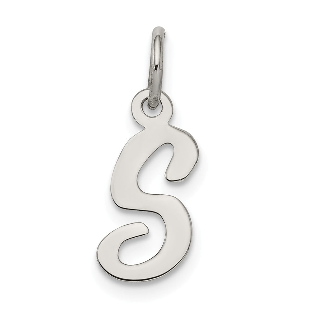 FB Jewels Sterling Silver Rhodium-plated Small Script Initial S Charm ...