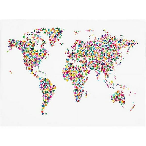Trademark Art 'Stars World Map' Canvas Art by Michael Tompsett