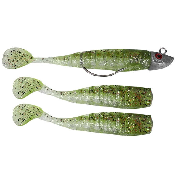 3pcs Jig Tête de Plomb Doux Leurre Appât de Pêche Côtière Artificielle et Leurre de Bateau (Jaune)