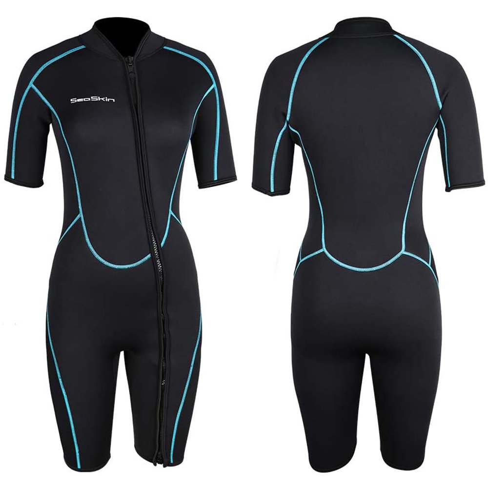Mens 3mm Shorty Wetsuit Womens, Full Body Diving Suit Front Zip Wetsuit