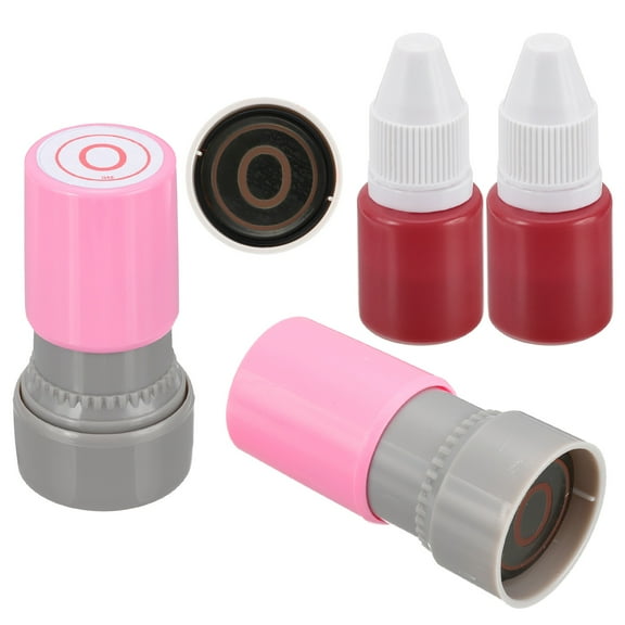 Letter Stamps Self Inking, 2Pcs Character O Alphabet Teacher Stamp Initial Stamp Mini Ink Stamp for Class Notebook Scrapbooking DIY Craft, Pink