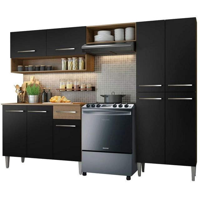 Cocina Integral Madesa Emilly Pop 229cm Marrón/Negro GREM2290027K