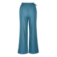 thumbnail image 3 of Tbopshirt Linen Pants Women Plus Size,Womens Fashion Casual Pants Gifts for Women,Fashionable Solid Color Cotton Linen Loose Drawcord Lace Wide Leg Trousers, 3 of 6