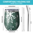 thumbnail image 5 of 12oz Stemless Wine Tumblers Green Christmas Snowflake Pattern Vacuum Insulated Stainless Steel Travel Tumbler Cups Mug with Lid and Straw for Champaign,Cocktail,Beer with Cleaning Brush, 5 of 5
