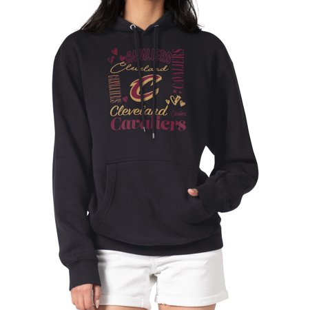 Women's G-III 4Her by Carl Banks Black Cleveland Cavaliers Team Collage Graphic Fleece Pullover Hoodie