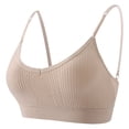 thumbnail image 6 of KHONTS,Woman's Seamless Sports Bras Wireless Push up Ribbing Bra Comfortable Low Back Invisible Support Yoga Bralettes Khaki L, 6 of 6