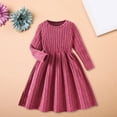 thumbnail image 2 of LIJCC Toddler Baby Girl Long Sleeve Dress Girls Ribbed Knit Sweater Dresses Solid Color Textured Kids Swing Holiday Clothes Fall Winter Fashion Clothes, 2 of 9