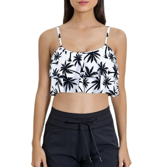 Valueadd Women's Bikini Top Swim Top Falbala Swimsuit Top for Women Bathing Suit Top