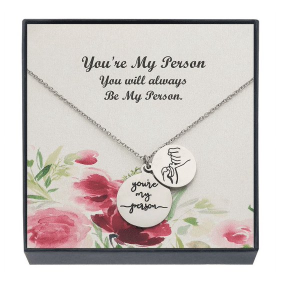 Women Pinky Swear Best Friend Necklace | Soul Sister Bff Necklace | "You're My Person" Inspirational Friendship Gifts for Women, 18"