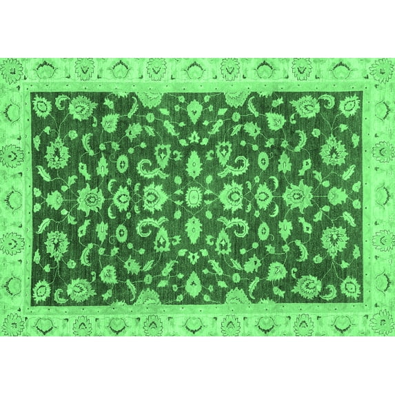 Ahgly Company Indoor Rectangle Oriental Emerald Green Traditional Area Rugs, 7' x 9'