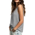 thumbnail image 5 of LNWUY Summer Tank Tops for Women Cotton Linen Gauze Shirts V-Neck Sleeveless Tunic Top Dressy Loose Lightweight Casual Blouses Gray XXL, 5 of 7