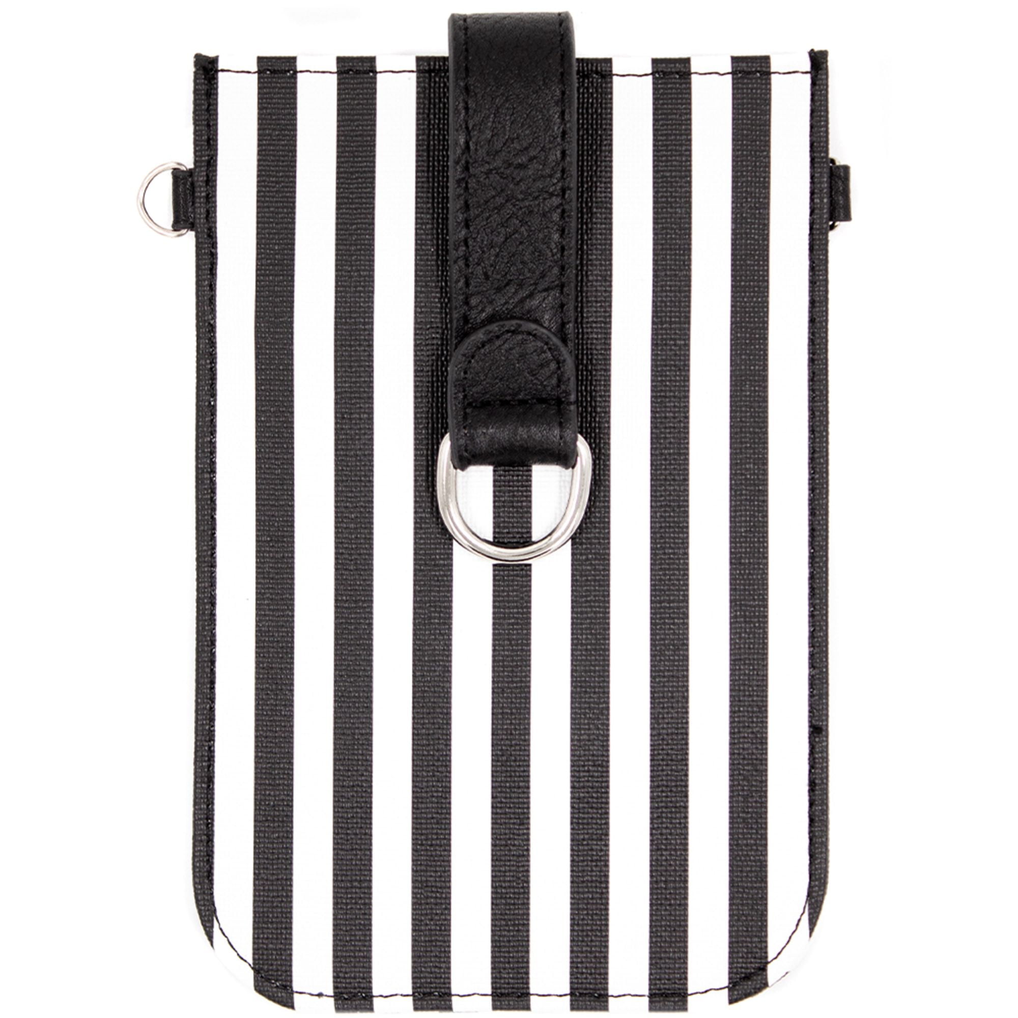 Boutique to You 6.75" Black and White Striped Vegan Leather Crossbody