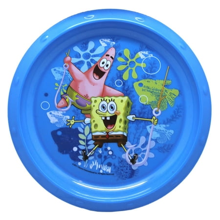 Spongebob and Patrick Standing on Hooks Blue Colored Kids Dinner Plate