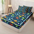 thumbnail image 2 of Erosebridal Colorful Dino Print Zipper Twin Comforter Sets with Fitted Sheet and 2 Pillowcases,Kawaii Cartoon Animals Zipper Bedding Set For Boys,Navy Blue Reversible,4 Pieces, 2 of 7