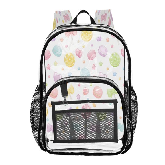 PVC Transparent Backpacks Clear Backpack for Travel and Outings Sweet Candy Pattern
