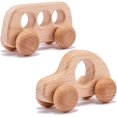thumbnail image 1 of Juguetes de empuje de madera orgánica para bebés, desarrollo de motricidad fina, juguete de habilidades sensoriales, juguete de agarre Montessori, sonajeros de coche de madera de 2 piezas, 1 of 5