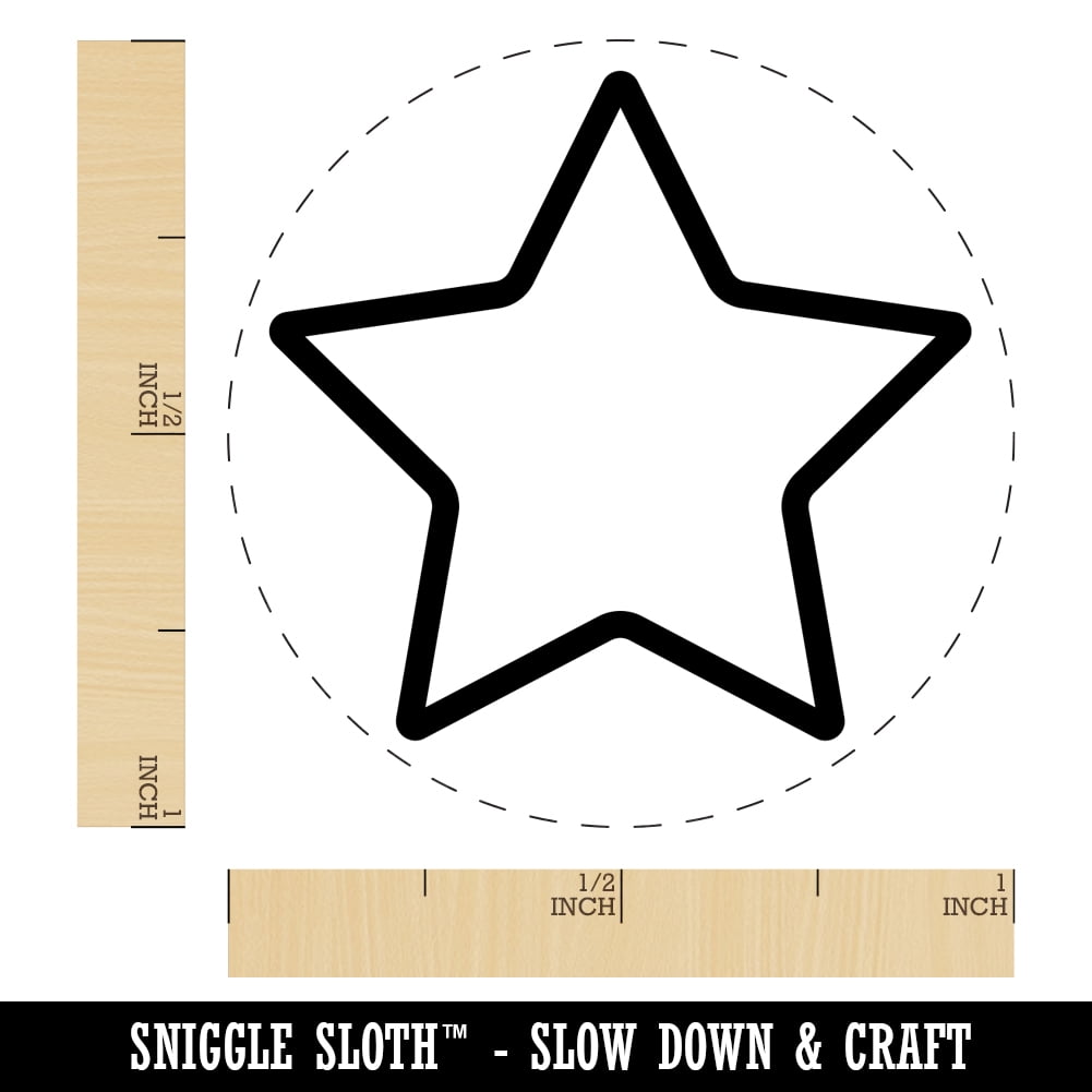Star Shape Excellent Outline Self-Inking Rubber Stamp Ink Stamper - Blue Ink - Medium 1 Inch